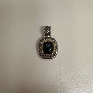 David Yurman Silver and Gold Pendant with Black Stone